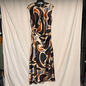 House of Harlow 1960 Geometrical Pattern Maxi Dress, Size XL Color Brown/Tan/Blk